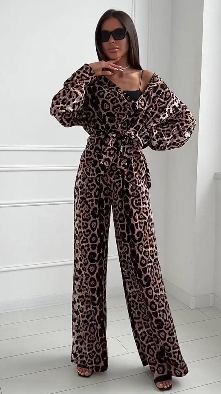 Ariadne Animal Print Brown Set